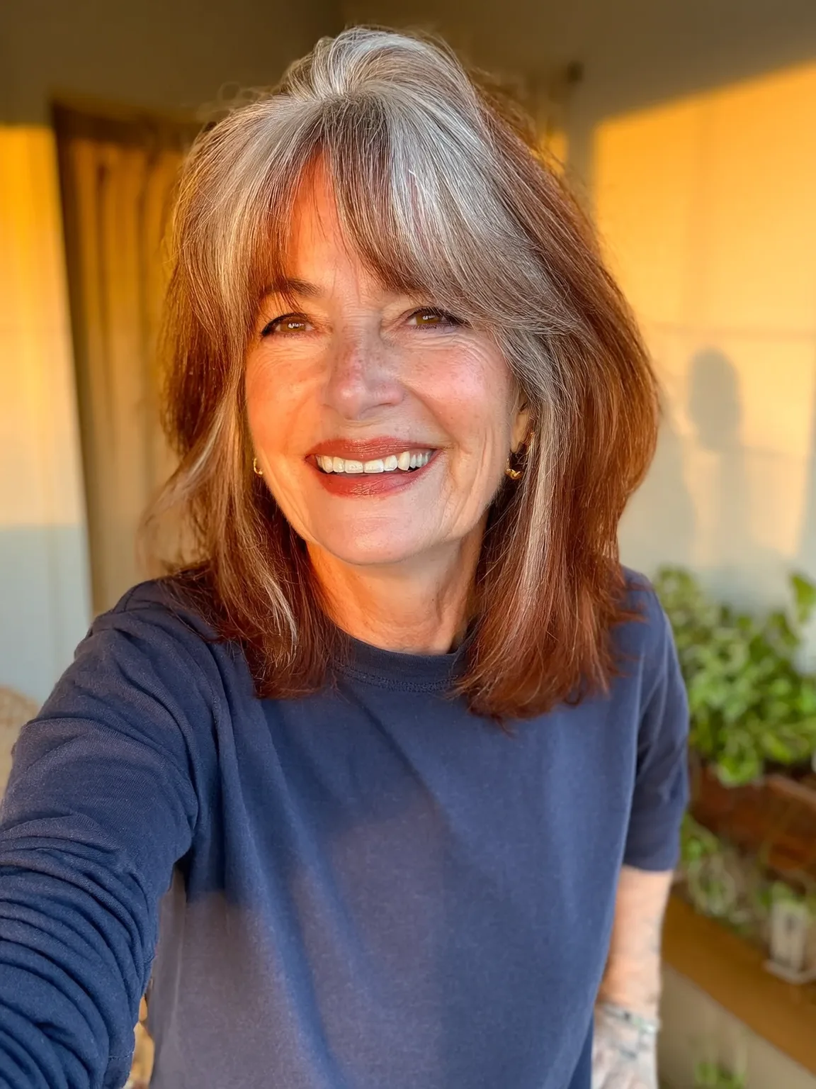 Warm Auburn Layers with Silver Highlights